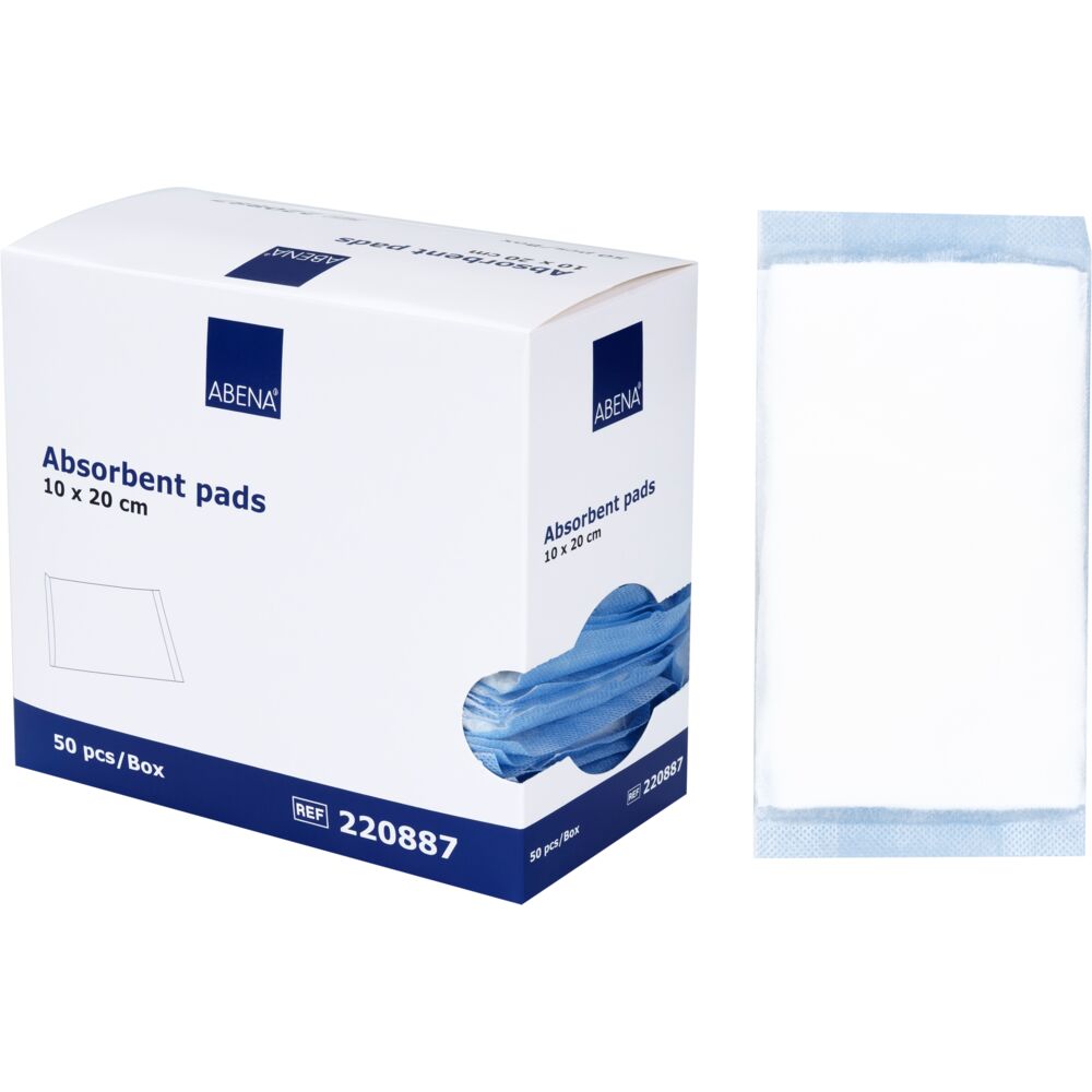 Absorberende bandage, ABENA, 20x10cm, hvid, usteril, med blå